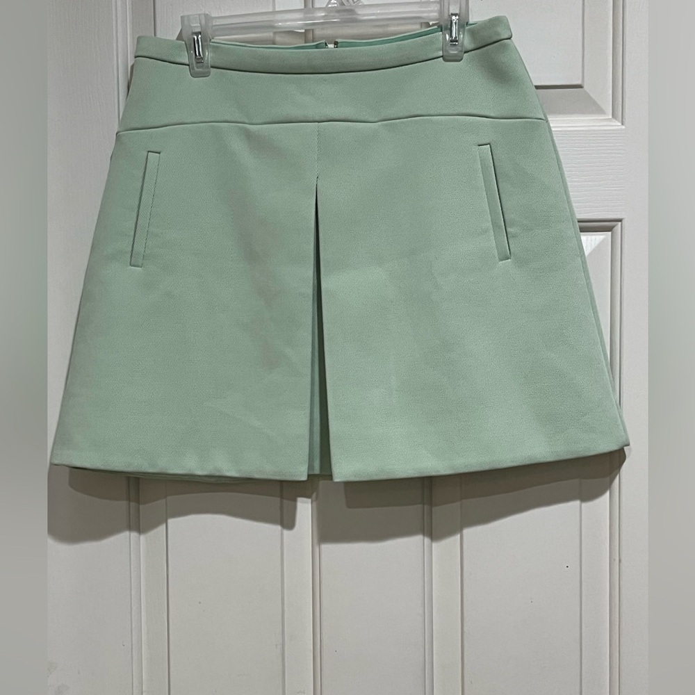 MINT GREEN J CREW A-LINE MINI SKIRT WITH FRONT POCKETS, AND BOX PLEAT SIZE 10 - Picture 3 of 10